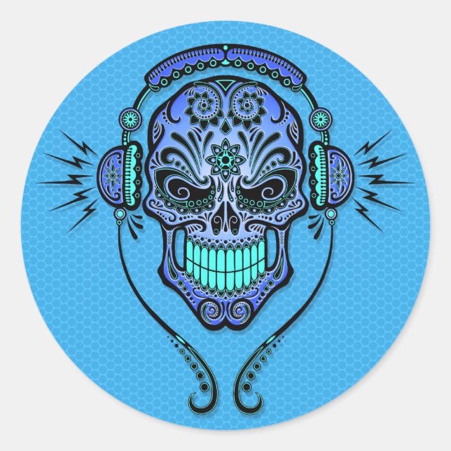 Adesivo Blue DJ Sugar Skull (Frente)
