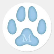 Blue Dog Paw Imprime Pet Monogramas Seal Personali