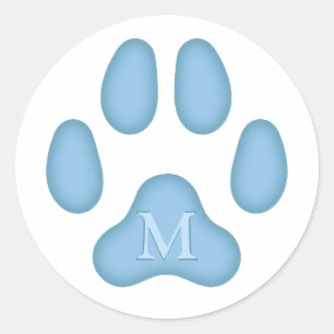 Adesivo Blue Dog Paw Imprime Pet Monogramas Seal Personali