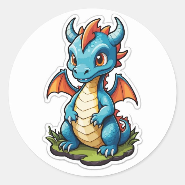 Adesivo Blue Dragon Cartoon Sticker - Fantasy Art (Frente)