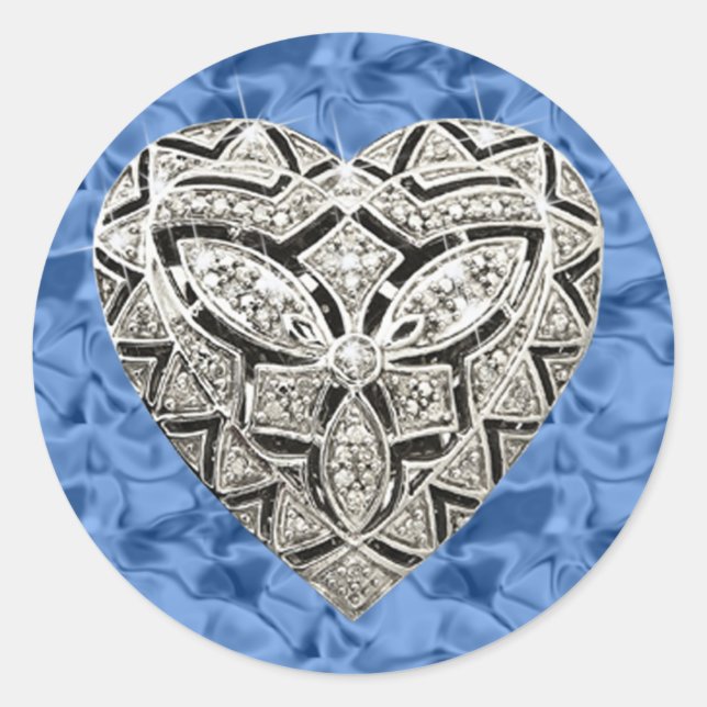 Adesivo Blue Elegant Designer Heart Stickers (Frente)