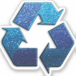 Adesivo Blue Faux Glitter Símbolo de Reciclagem Clima Mud