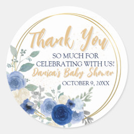 Adesivo Blue Floral & Dourado Classic RounSticker Classic 