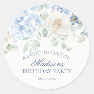 Adesivo Blue Floral Hydrangea Blooms Círculo de Aniversári