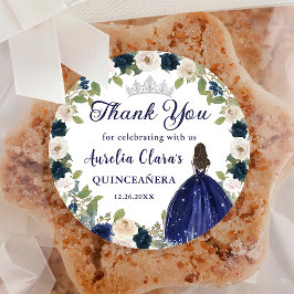 Adesivo Blue Floral Princess Quinceañera Birthday