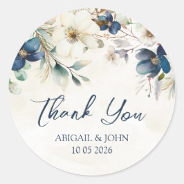 Adesivo Blue Floral Thank You Winter Wedding Favor Tag