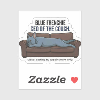 Adesivo Blue French Bulldog CEO of the Couch Funny Dog Mom