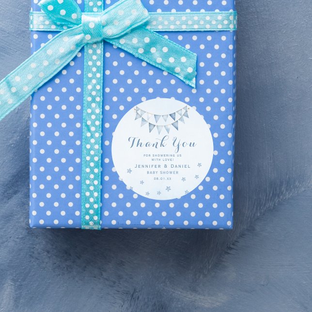 Adesivo Blue Garland Obrigado Chá de Bebê (Criador carregado)