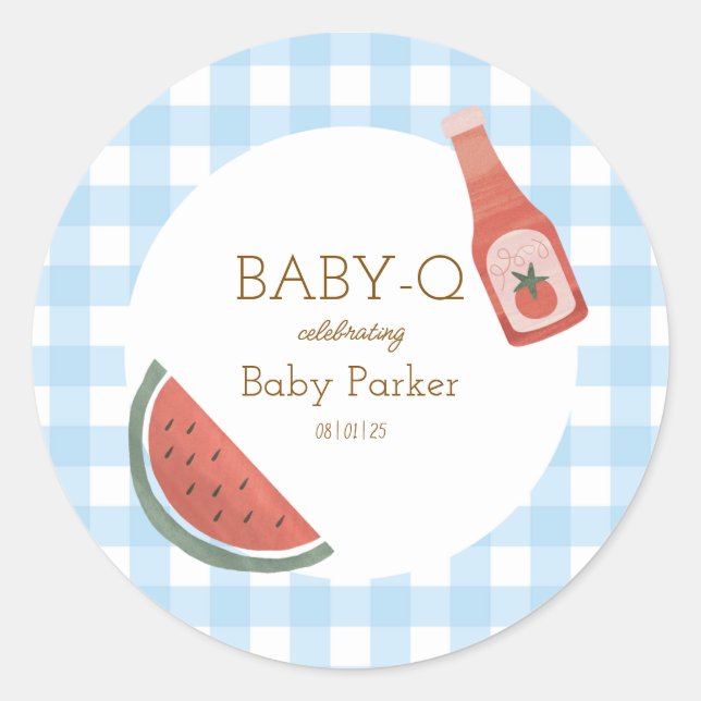 Adesivo Blue Gingham Baby-Q Sticker (Frente)