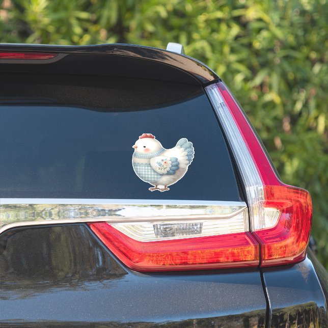 Adesivo Blue Gingham Cottage Hen (Lado do carro)