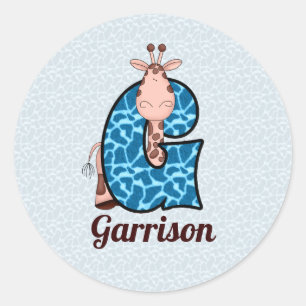 Adesivo Blue Giraffe Monogramed - Letra G com nome