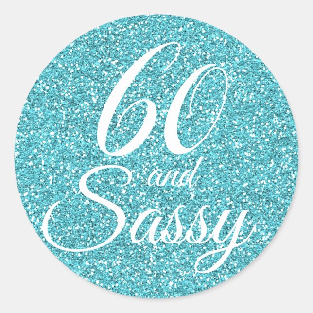 Adesivo Blue Glitter 60 e Sassy 60º aniversário (Frente)
