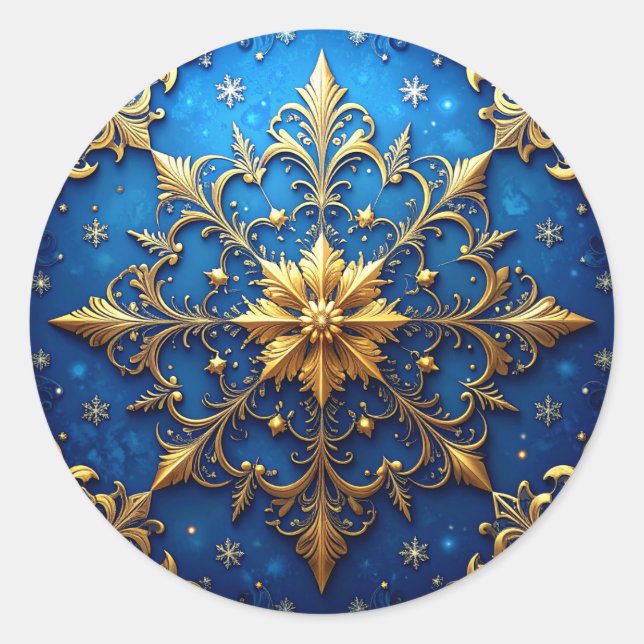 Adesivo Blue Gold Decorative Holiday Sticker (Frente)