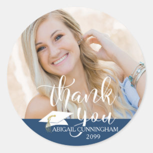 Adesivo Blue Graduation Script Photo Thank You Class Year