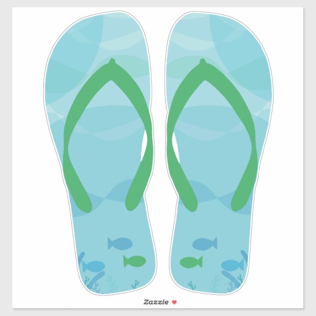 Adesivo Blue Green Beachy Chinelos Sandals de praia (Folha)