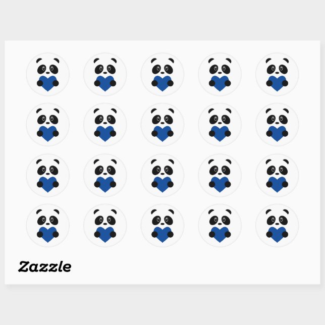 Adesivo Blue Heart Panda (Folha)