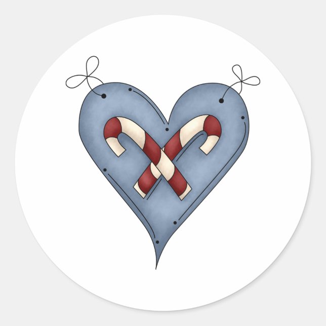 Adesivo Blue Heart with Candy Canes Country Christmas (Frente)