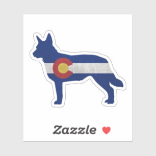 Adesivo Blue Heeler Dog Break Silhouette Colorado Flag
