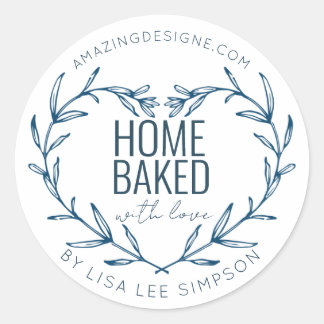 Adesivo Blue Home baked With Love heart