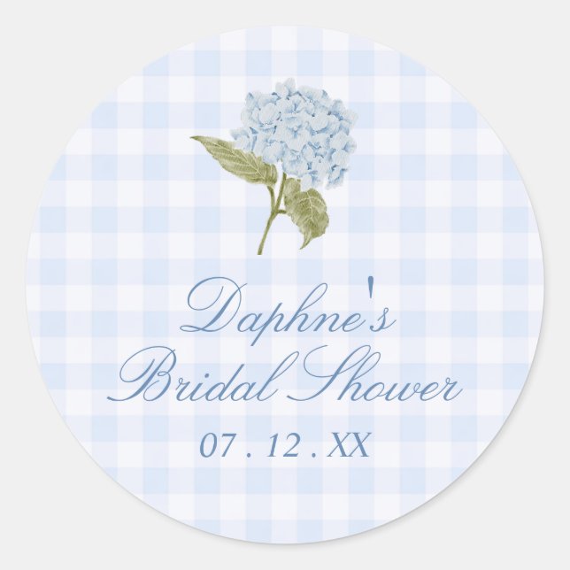 Adesivo Blue Hydrangea Bridal Shower Sticker (Frente)