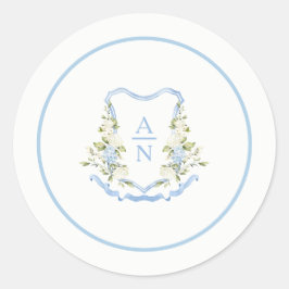 Adesivo Blue Hydrangea Crest Monogram Stickers Simple