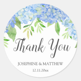 Adesivo Blue Hydrangea Floral Watercolor Casamento Obrigad