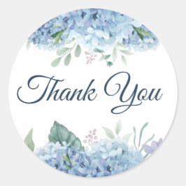 Adesivo Blue Hydrangea Obrigado Classic Round Sticker