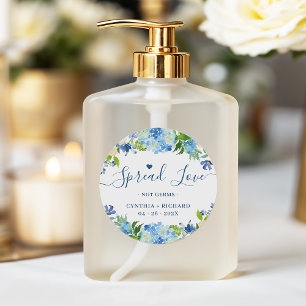 Adesivo Blue Hydrangeas Floral Casamento Favor Sanitizer