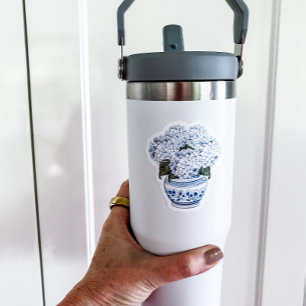 Adesivo Blue Hydrangeas in Chinoiserie Pote Vinyl Sticker
