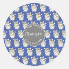 Adesivo Blue I ama Hamsters Cinza Padrão de Hamster