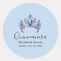 Blue & Ivory Floral Quinceañera