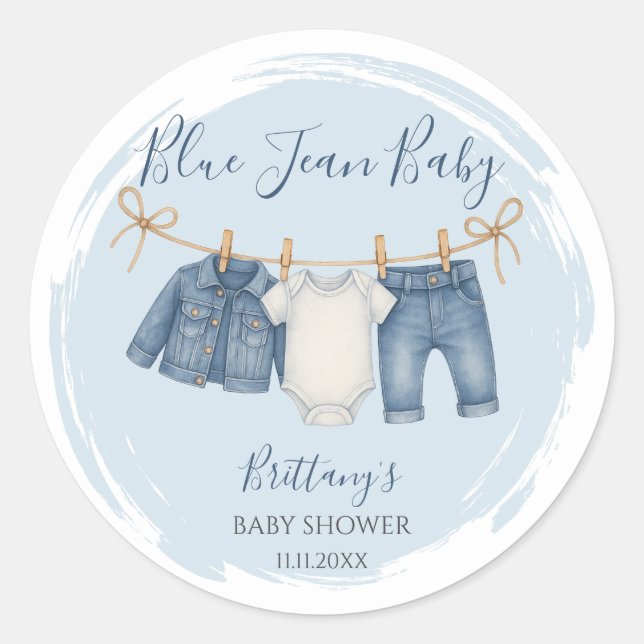 Adesivo Blue Jean Chá de fraldas Baby Outfit (Frente)
