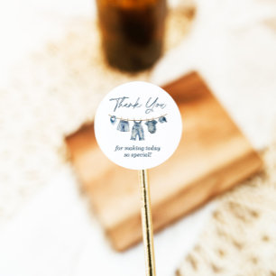 Adesivo Blue Jean Chá de fraldas Obrigado Etiqueta.