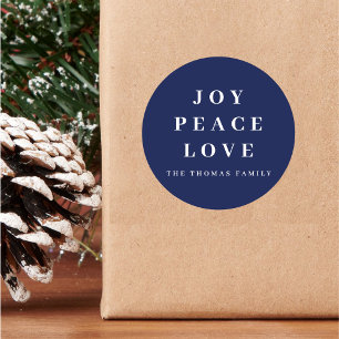 Adesivo Blue Joy Peace Love Nome Mínimo da Família de Nata