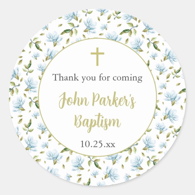 Adesivo Blue Magnolias baptism thank you sticker (Frente)