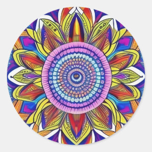 Adesivo Blue Mandala Classic Round Sticker