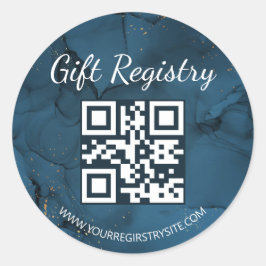 Adesivo  blue marble gift registry qr code baby shower