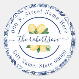 Adesivo Blue Mediterranean Lemons Return Address