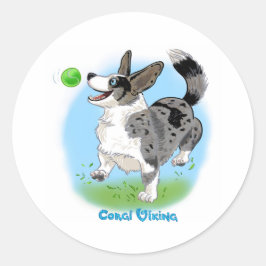 Adesivo Blue Merle Corgi com Ball
