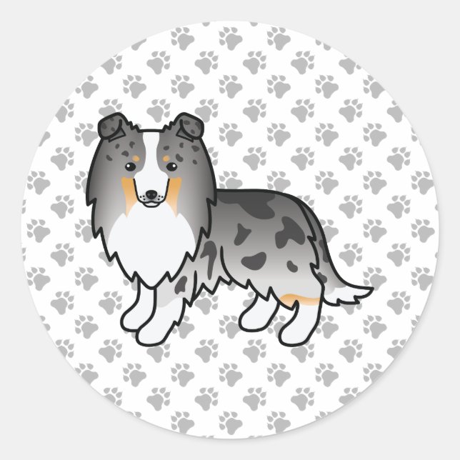 Adesivo Blue Merle Shetland Sheepdog Sheltie Dog (Frente)
