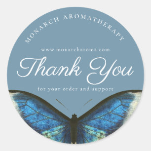 Adesivo Blue Obrigado Elegante Butterfly - Personalizado D