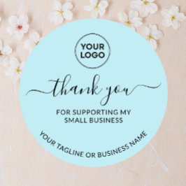 Adesivo Blue Obrigado Pequena empresa Logótipo Round Stick