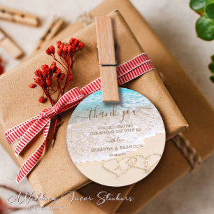 Adesivo Blue Ocean Waves Tropical Beach Casamento Obrigado