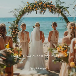 Adesivo Blue Ocean Waves Tropical Beach Casamento Obrigado