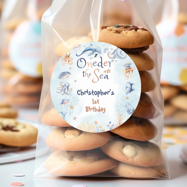 Adesivo Blue Oneder the sea first birthday Sticker (Criador carregado)