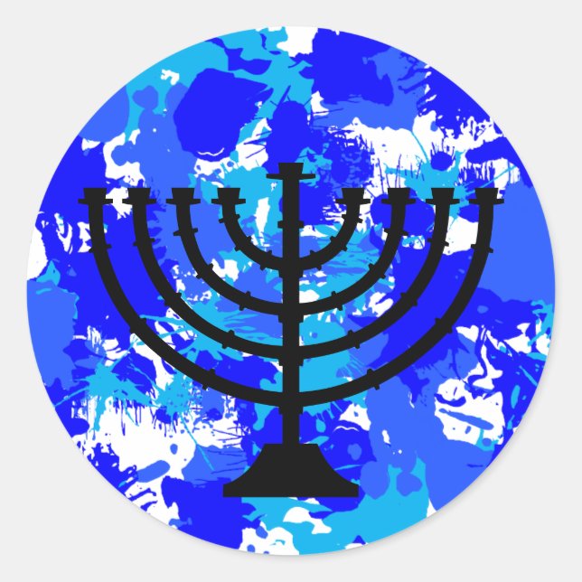 Adesivo Blue Paint Splatter Menorah (Frente)