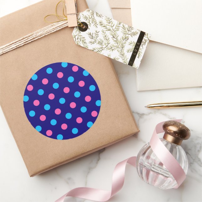Adesivo Blue Pink Cyan Polka Dot Pattern (Presentear)