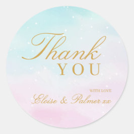 Adesivo Blue Pink Ombre Gender Reveal Baby Shower Thank