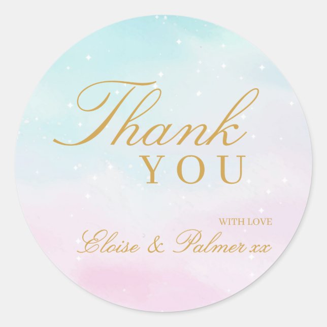 Adesivo Blue Pink Ombre Gender Reveal Baby Shower Thank (Frente)