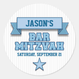 Adesivo Blue Pinstripe Sport Tackle Twill Bar Mitzvah RSVP